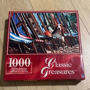 Classic Treasures Jigsaw Puzzle 1000 piece lounging basset hound dog nwt Sealed
